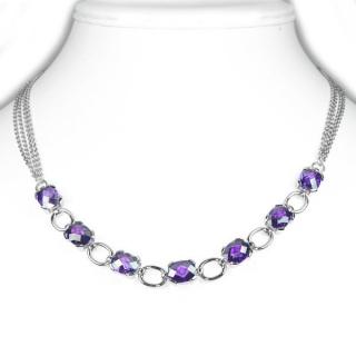 Náhrdelník z chirurgické oceli fialový křišťál Swarovski LJNG8606